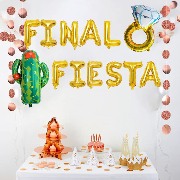 KUNGOON Final Fiesta Bachelorette Party Decorations,Mexican Fiesta Theme Bridal Shower/Baby Shower/Wedding/Birthday Party Decorations Set.(Gold)