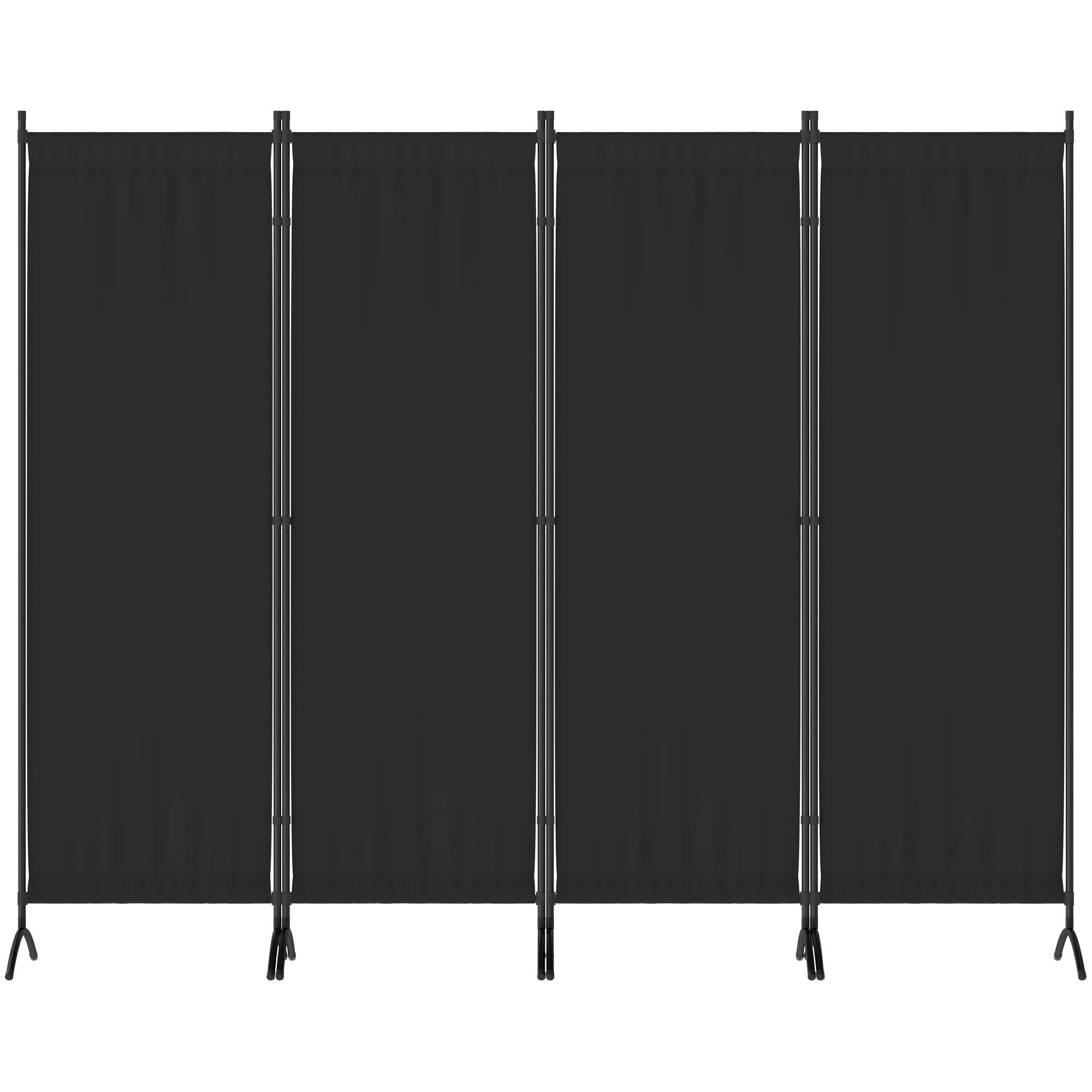 Morngardo Upgraded Room Divider Folding Privacy Screens 4 Panel Partitions 88" Wall Dividers Portable Separating for Home Office Bedroom Dorm Decor (Black)