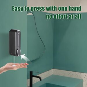 Wall Mounted Soap Dispenser 300ml Drill Free with Adhesive Manual Liquid Hand Soap Box Shower Shampoo Conditioner Dispenser for Toilet Bathroom Hotel Kitchen(Black)