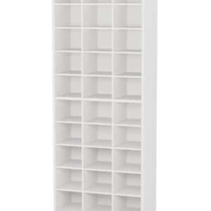 Tribesigns 10-Tier Shoe Storage Cabinet, White Wooden Shoe Rack with 30 Cubbies, Freestanding Tall Entryway Shoe Organizer for Closet, Entryway, Living Room