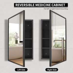 Movo 20 inch x 26 inch Medicine Cabinet Mirror,Black Mirror Medicine cabinets for Bathroom, Recessed or Surface Mount Bathroom Medicine Cabinet with Beveled Mirror