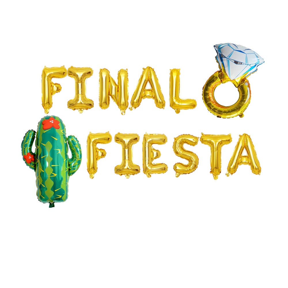 KUNGOON Final Fiesta Bachelorette Party Decorations,Mexican Fiesta Theme Bridal Shower/Baby Shower/Wedding/Birthday Party Decorations Set.(Gold)