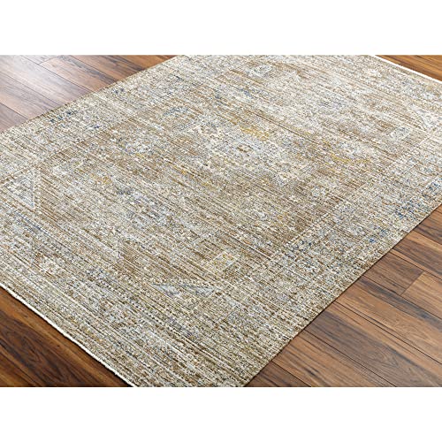 Livabliss x Becki Owens Margaret Traditional Washable Outdoor Area Rug, 5'3" x 7'10", Taupe/Brown