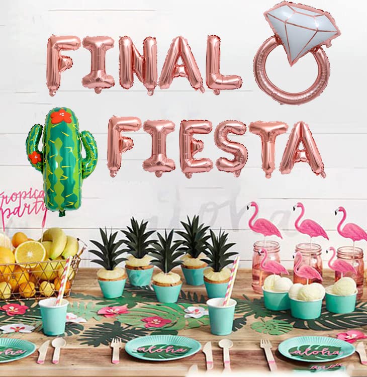 KUNGOON Final Fiesta Bachelorette Party Decorations,Mexican Fiesta Theme Bridal Shower/Baby Shower/Wedding/Birthday Party Decorations Set.(Rose Gold)