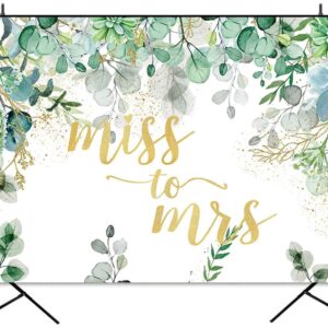 Sensfun Miss to Mrs Bridal Shower Backdrop Greenery Eucalyptus Leaves Floral Wedding Background Bride to Be Engagement Party Decorations Banner Photo Booth 7x5ft