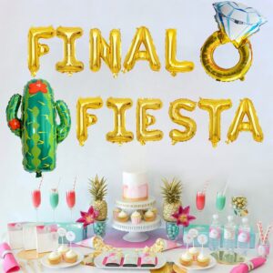 KUNGOON Final Fiesta Bachelorette Party Decorations,Mexican Fiesta Theme Bridal Shower/Baby Shower/Wedding/Birthday Party Decorations Set.(Gold)