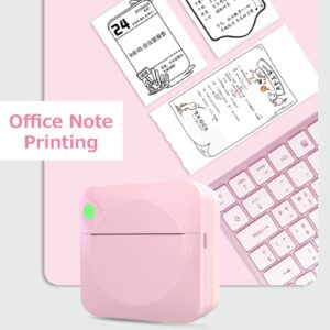 TVAIGER Mini Pocket Printer, Thermal Sticker Printer with 6 Rolls Printing Paper, Bluetooth Photo Printer for DIY Scrapbook, Text Memo, Notes, Office Receipt Printing (Pink)