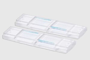 bundle of 2 mcmaster method microscope slides, fec (fecal egg count) double chamber slide for parasite testing, count parasite eggs in horses, sheep, goats, cattle.