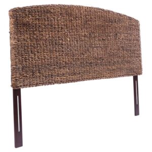 maklaine 78.5" banana leaf panel headboard in honey/dark brown