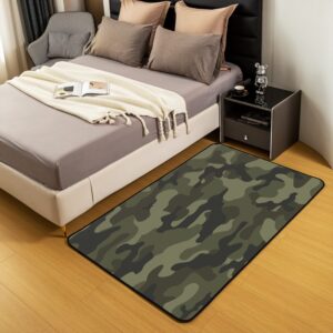 jejeloiu Camouflage Area Rug 5x7 Camo Indoor Floor Mat Camouflage Print Rugs for Living Room Bedroom Decor Military Style Green Accent Rug