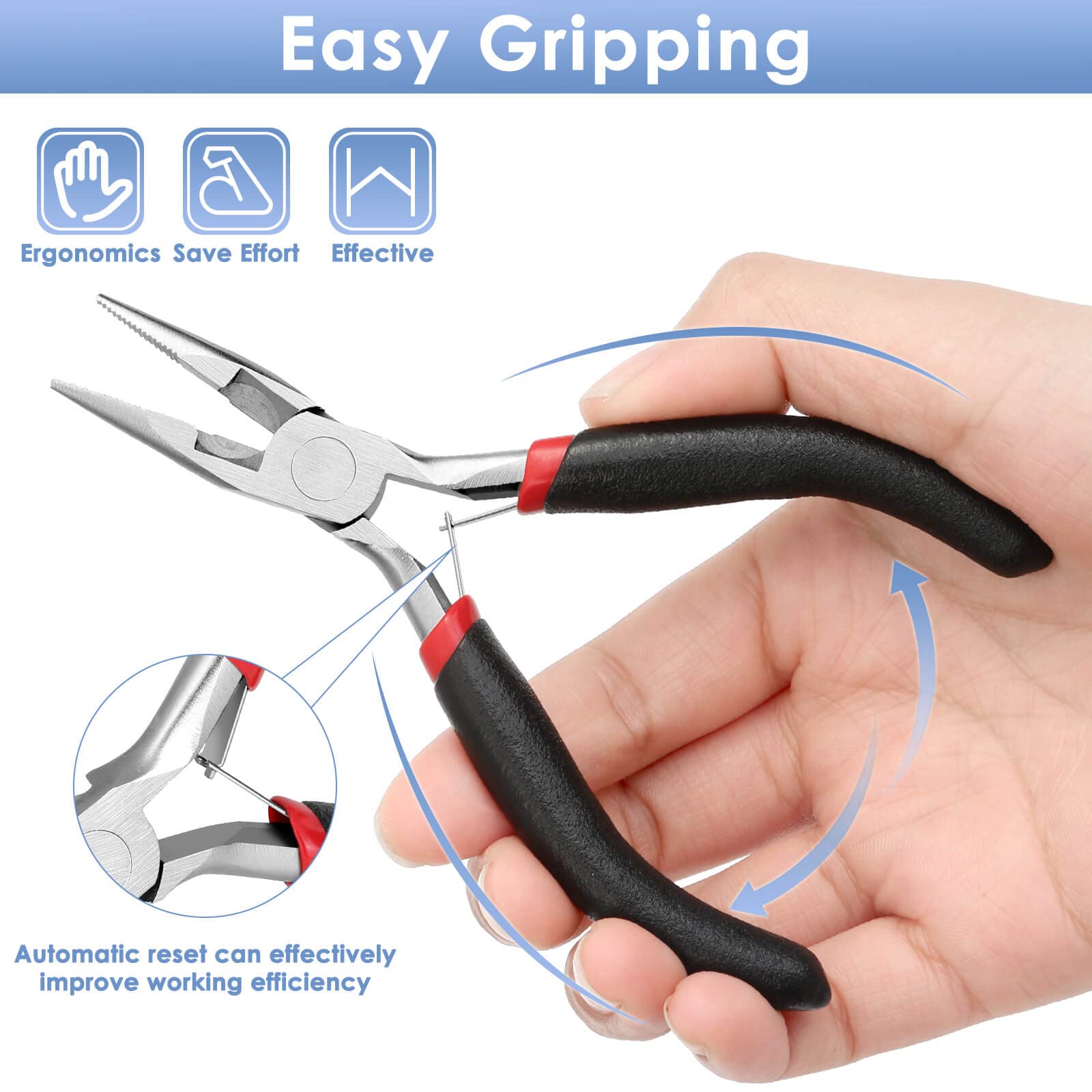 Billbotk Needle Nose Pliers For Jewelry Making, Long Nose Craft Pliers, Needlenose Pliers For Jewelry Making