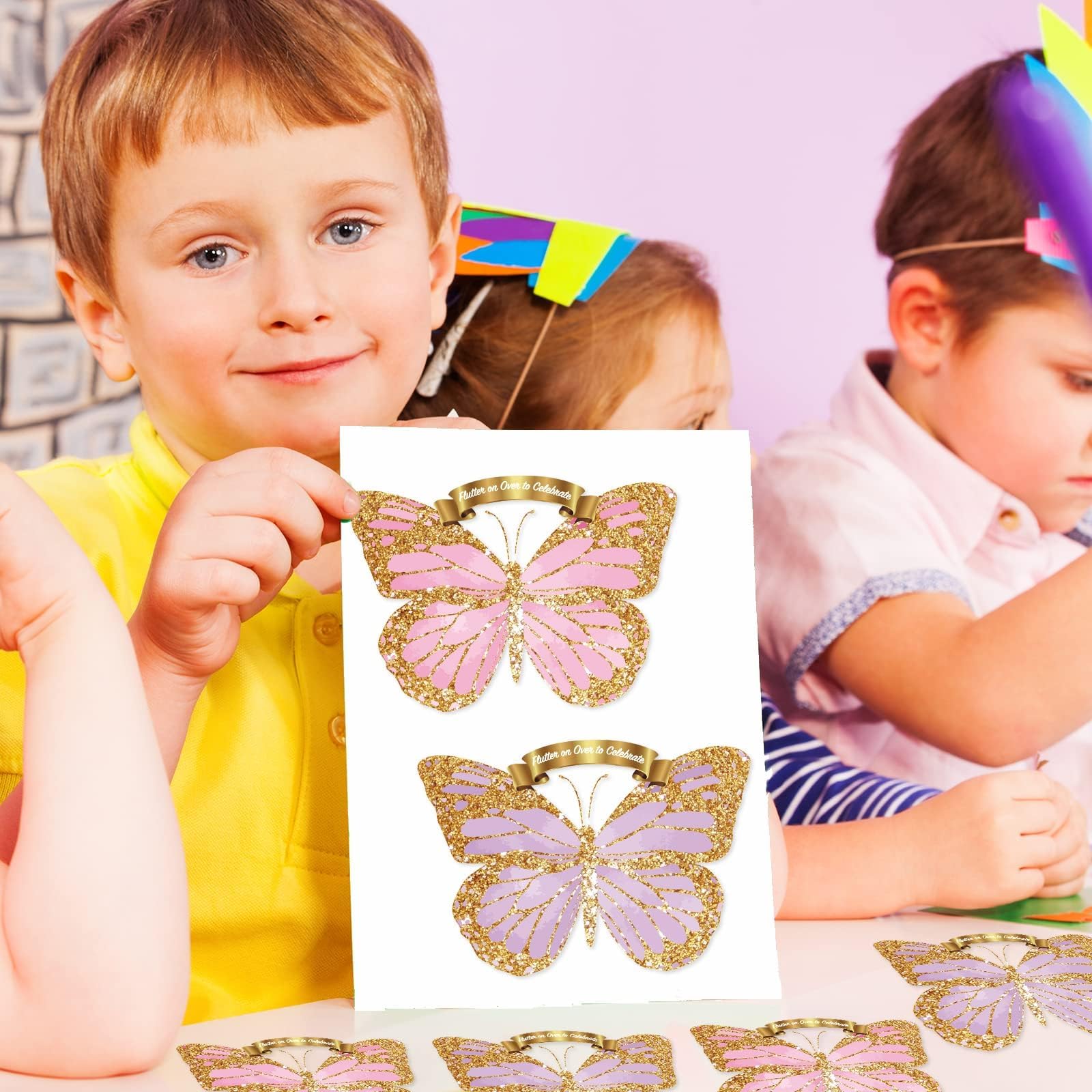 Qyeahkj 36pcs Butterfly Birthday Invitations for Girls with Envelopes Stickers Floral Butterfly Party Celebration Party Supplies Favors for Kids Boys Baby Shower Wedding Decorations