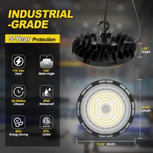 YARBO 200W LED High Bay Light 180W 160W Selectable, 3000K/4000K/5000K Switchable UFO LED High Bay Light, US Plug 5' Cable,Hanging Hook,Safe Rope,Non-Dimmable High Bay LED Shop Lights for Factory-2Pack