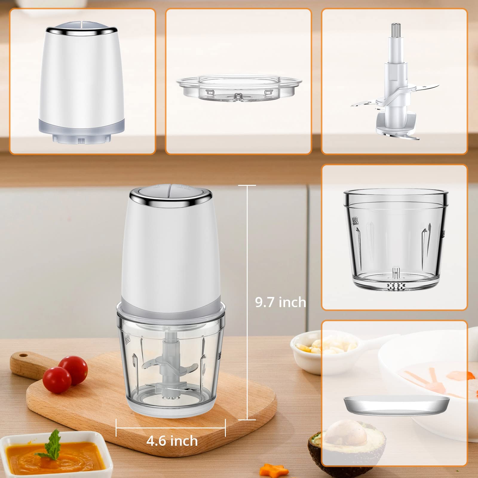 Electric Food Chopper with 2.5 Cup Glass Bowl, Mini Food Processor for Vegetables Meat Fruits Nuts Puree - 2 Speed Kitchen Food Processor With Sharp Blades, 300W