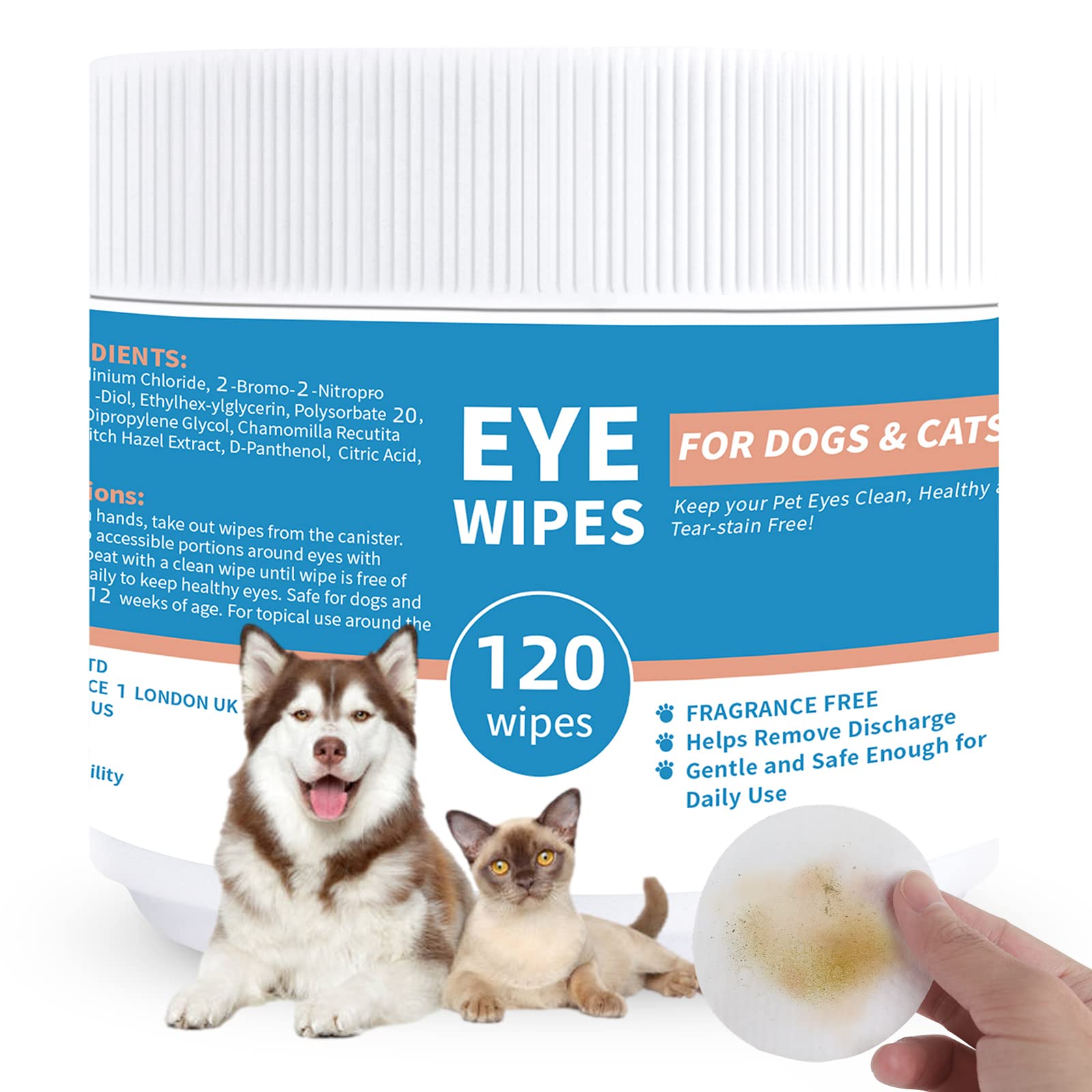 Pet Eye Wipes for Dogs and Cats - 480ct/4pack Dog Tear Stain Remover Wipes - Gentle Eye and Ear Cleaning Wipes - Pre-Moistened & Textured Tear Stain Wipes for Puppy, Kitten Horse (Unscented)