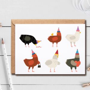 EruditeGifts Birthday Card - Funny Chicken Design - Illustrated, Premium Cardstock - Farmhouse Style - Includes Envelope