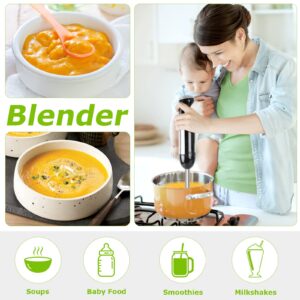 4-In-1 Hand Blender with Egg Whisk, 24oz Beaker & 17oz Chopper Bowl for Smoothies, Puree, Baby Food and Milk Frother Handheld for Coffee-Bundle