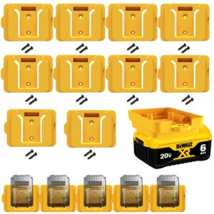 gijok battery holders for dewalt 20v mount dock fit for 20v 60v (no battery), 10 pack battery dock holder fit for dcb200 dcb203 dcb205 dcb206 batteries (yellow)