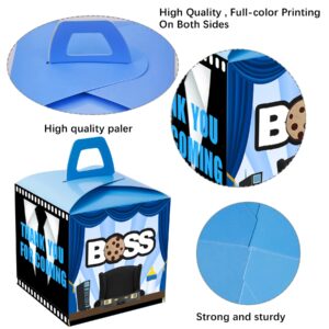 24 Pcs Baby Boy Boss Party Gift Boxes, Boss Goodie Boxes Bags, Boss Party Candy Gift Boxes for Little Gentleman Birthday Baby Shower, Boss Theme Party Bags Decorations Supplies