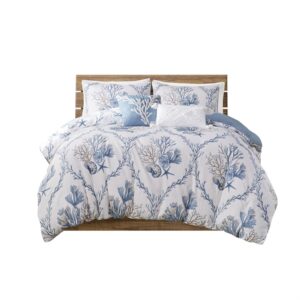 harbor house duvet cover king size, textured dobby weave lightweight duvet cover, coastal print, soft & breathable cotton bedding king duvet cover set, pismo beach, king/cal king multi 5 piece