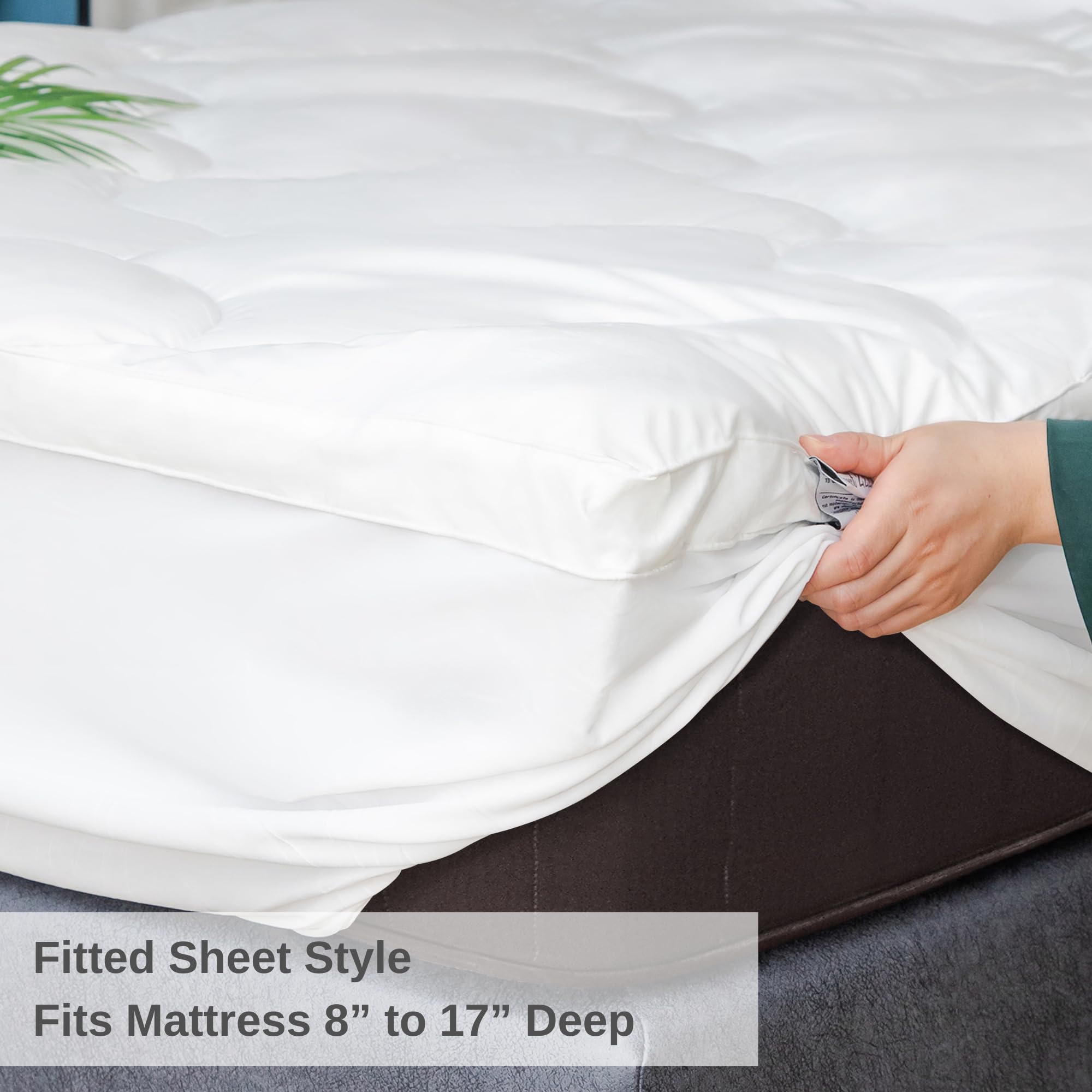 Sweet Zzz Mattress Pad Topper Cooling Cotton Fill and Cotton Cover - King