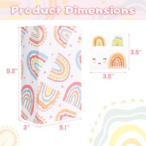 DECORLIFE 24PCS Rainbow Party Favor Bags, 4 Styles, Rainbow Goodie Bags for Birthday Party, Perfect for Girls, Kids, Boys, Stickers Included