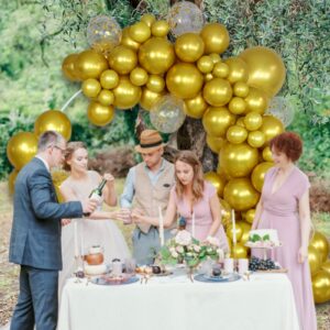 Metallic Gold Balloon Garland Arch Kit, 102pcs 5/10/12/18 inch Chrome Gold Latex Balloons Different Sizes Pack for Birthday Graduation Baby Shower Wedding New Year Party Decorations