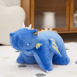 Houwsbaby 18" Dinosaur Plush Pillow Dinosaur Stuffed Animal Dino Gifts for Toddler Boys Kids on Birthday Christmas Valentines，Blue