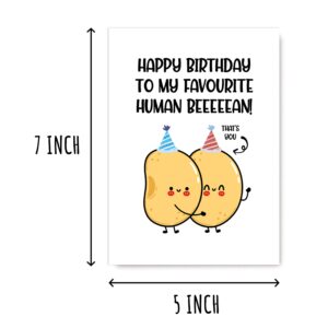 EruditeGifts Happy Birthday To My Favourite Human Bean - Card For Women And Men - Romantic Card Gifts For Her And Him - Funny Birthday Card