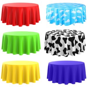 kinlop 6 pieces round tablecloth 84 inch cloud tablecloth cow print tablecloth premium plastic table cloth disposable table covers waterproof tablecloths for party dinner birthday camping picnic