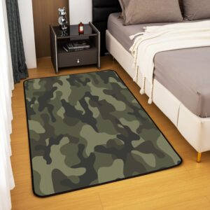 jejeloiu Camouflage Area Rug 5x7 Camo Indoor Floor Mat Camouflage Print Rugs for Living Room Bedroom Decor Military Style Green Accent Rug