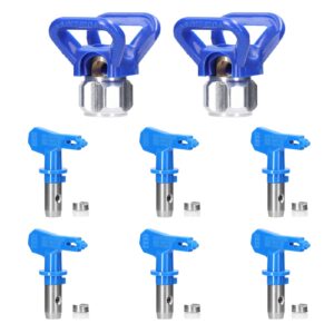 reversible nozzles paint spray tips, weytoll reversible nozzles paint nozzle kit, airless sprayer nozzle kit sprayer accessories (6 pack contains 211, 315, 417, 515, 517, 523)