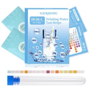 gaoqsemg water test kits for drinking water,16 in 1 home drinking water test strips for tap well water testing kit for lead,iron,hardness,ph,chlorine,fluorine,bromine,nitrate,nitrite,copper and more