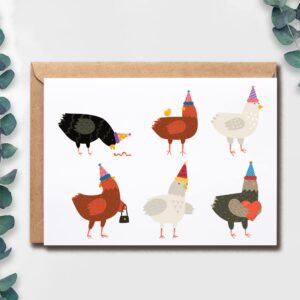 EruditeGifts Birthday Card - Funny Chicken Design - Illustrated, Premium Cardstock - Farmhouse Style - Includes Envelope