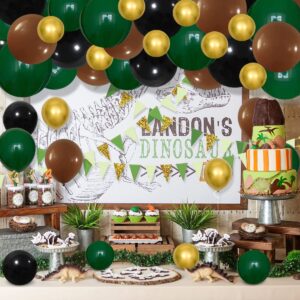 Dark Green Black Gold Balloon Garland Arch Kit - 122PCS Green and Gold Black Brown Balloons Forest Green Party for Tropical Camo Super Bowl Football Birthday 2024 Graduation Prom Party Decorations