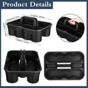 Wesiti 6 Pcs Cleaning Tool Carry Caddy with Handle Plastic Shower Basket Caddy Storage Boxes Cleaning Supplies Organizer for Spray Bottles Brush Sponge Home Office, Black