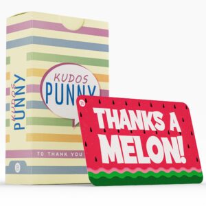 70 Punny Kudos Cards – Funny Pun Humor Blank Back Thank You Appreciation & Recognition Postcard – School Lunch Box Kids Notes – Business Employee Motivational Affirmation Bulk Gift – Teacher Reward