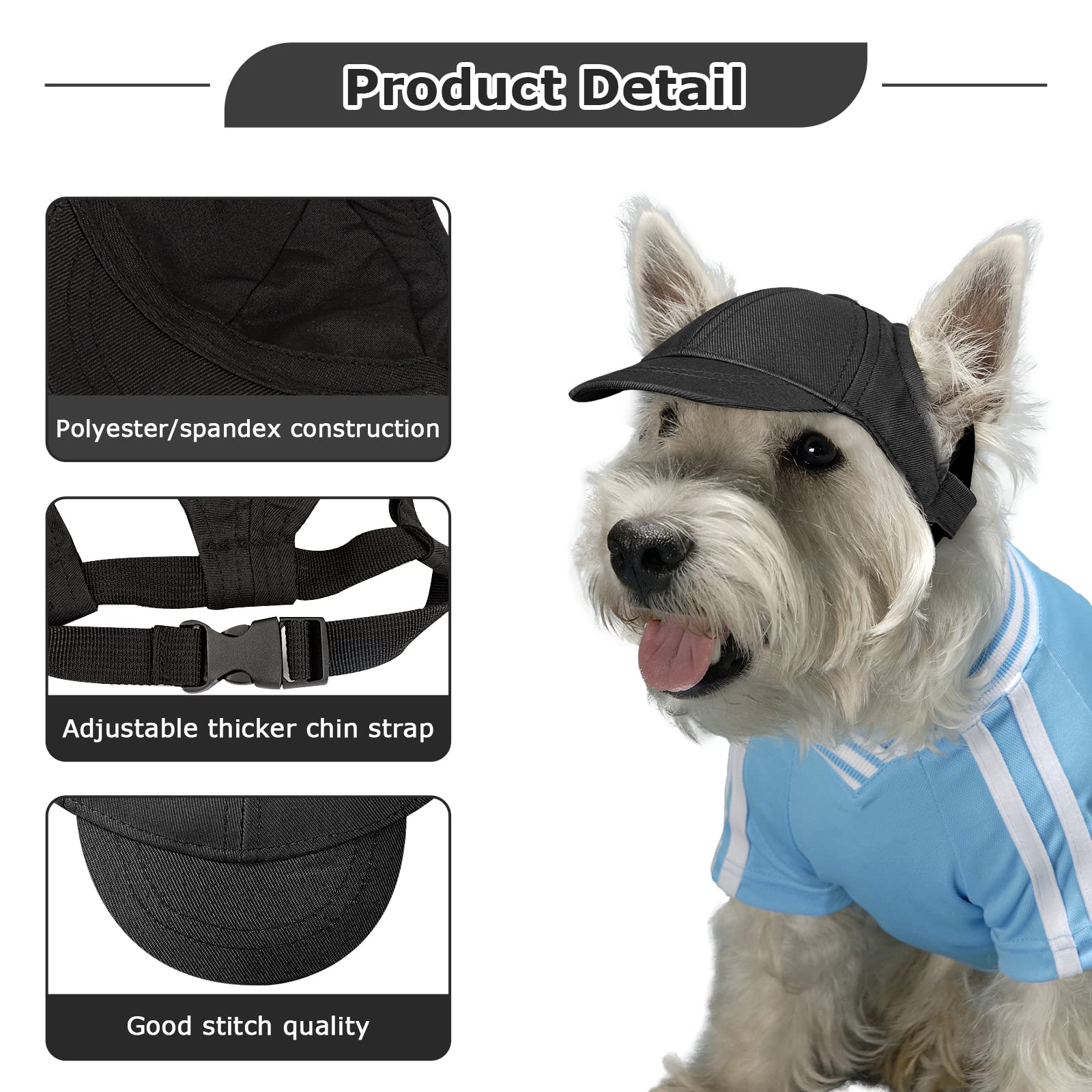 Dog Hat for Small Dogs and Medium Dogs Girl Boy Hats for Dogs Adjustable Dog Bucket Hat Puppy Sun Hat Spring Summer Pet Baseball Cap Doggy Visor (Black, Large(15lbs+))