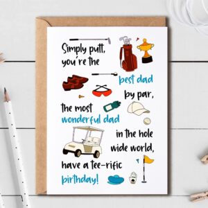 EruditeGifts Simply Putt You're The Best Dad By Par - Funny Birthday Card For Dad From Son Daughter - Golf Birthday Greeting Card For Daddy