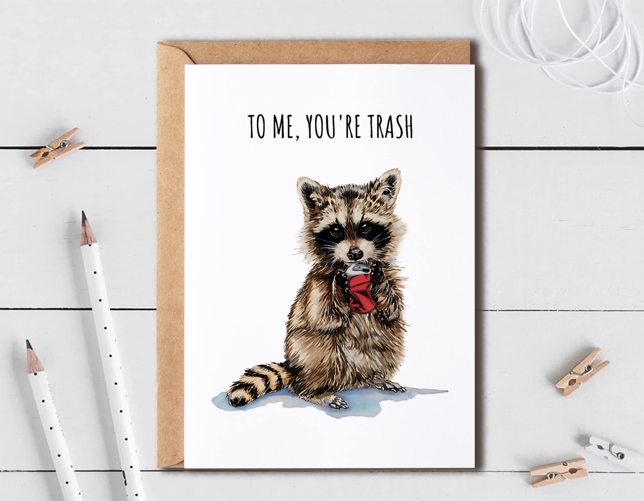 EruditeGifts To Me You're Trash - Funny Birthday Card - Birthday Card For Friend - Birthday Card For Him Or Her - Toronto Card - Funny Raccoon Card