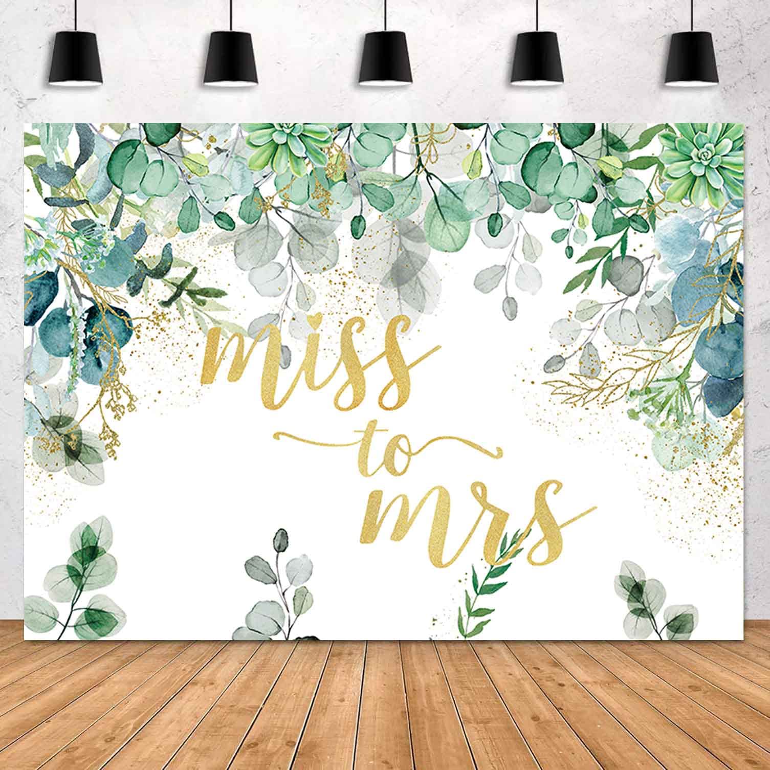 Sensfun Miss to Mrs Bridal Shower Backdrop Greenery Eucalyptus Leaves Floral Wedding Background Bride to Be Engagement Party Decorations Banner Photo Booth 7x5ft