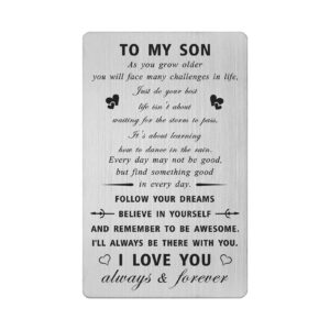 cpljw fathers day card gifts for son from mom dad - just do your best - to my son birthday engraved wallet card gifts ideas