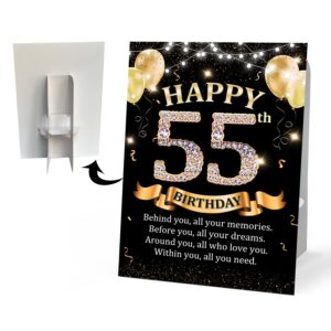 cmhie 55th birthday party signs with paper holder - black gold 55 year birthday party table signs decorations for happy birthday party activities celebration reception table supplies - dangold10