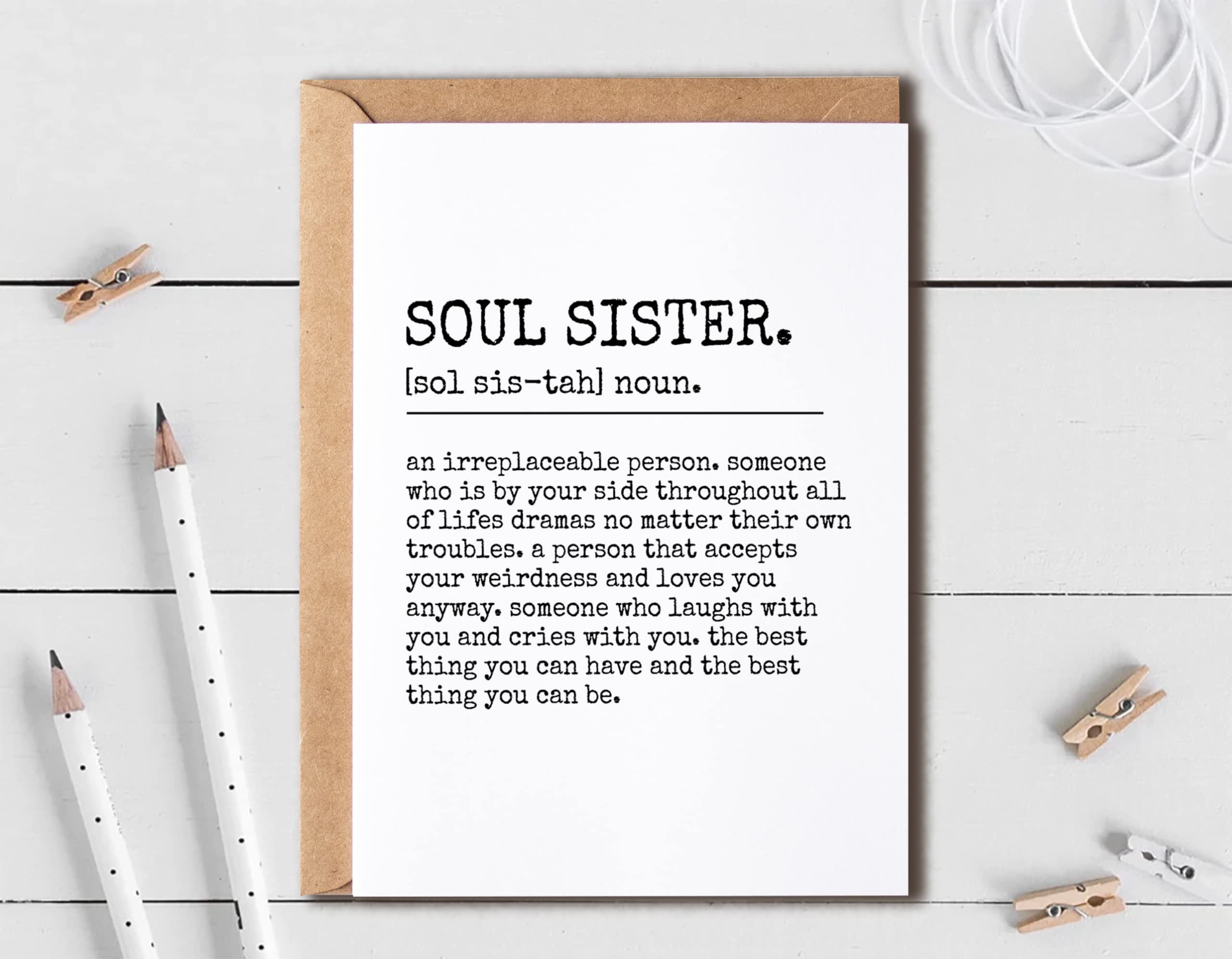 Soul Sister Card - Funny Sister Greeting Card - Sister Gifts - Christmas Thanksgiving Birthday Card For Soul Sister - Best Friend Gift Idea