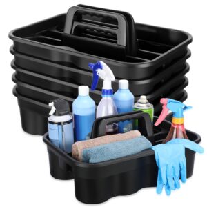 wesiti 6 pcs cleaning tool carry caddy with handle plastic shower basket caddy storage boxes cleaning supplies organizer for spray bottles brush sponge home office, black