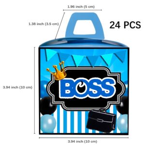 24 Pcs Baby Boy Boss Party Gift Boxes, Boss Goodie Boxes Bags, Boss Party Candy Gift Boxes for Little Gentleman Birthday Baby Shower, Boss Theme Party Bags Decorations Supplies