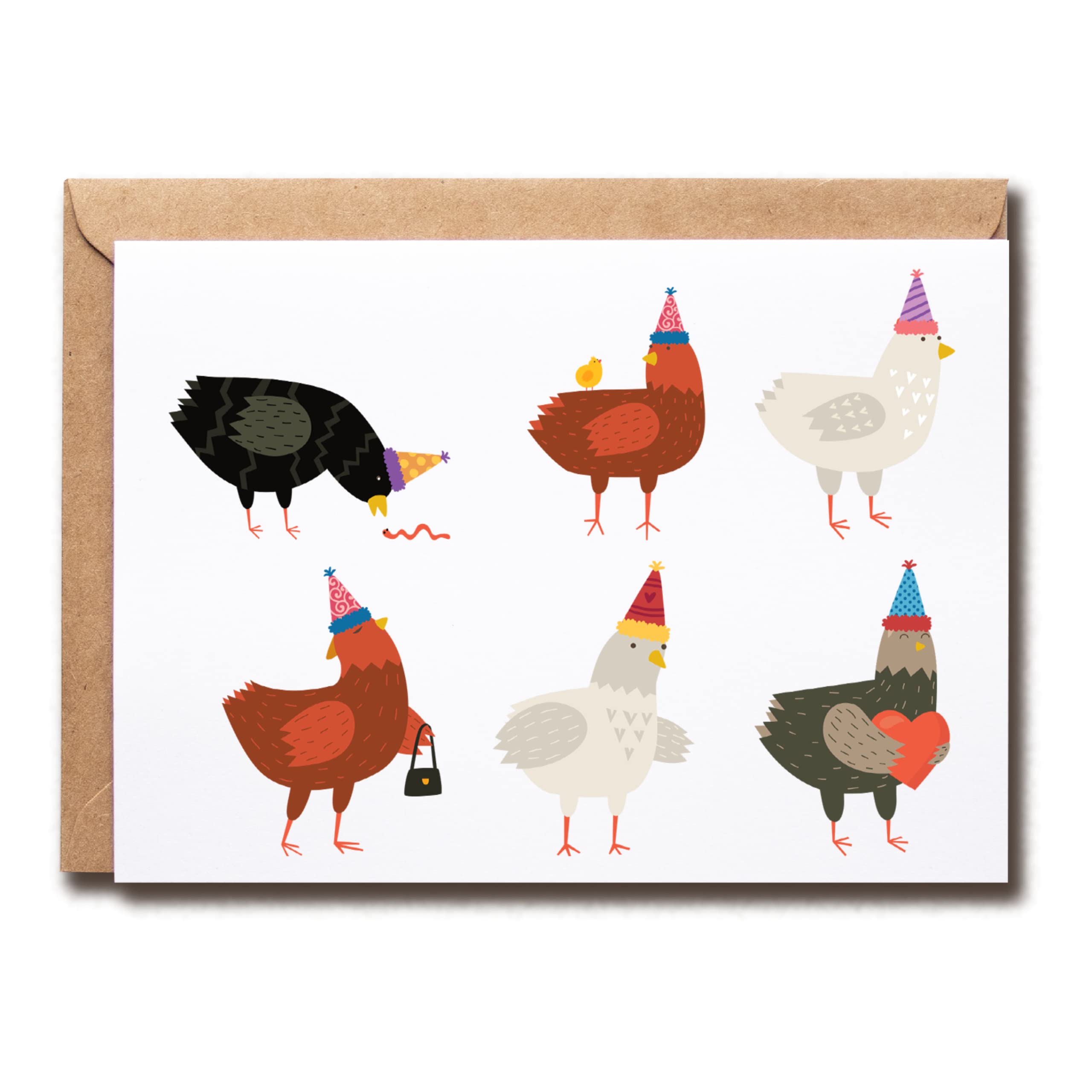 EruditeGifts Birthday Card - Funny Chicken Design - Illustrated, Premium Cardstock - Farmhouse Style - Includes Envelope