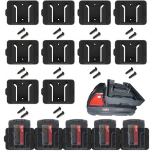 gijok battery holder for milwaukee m18 18v battery (no battery), 10packs wall mount batteries storage for wall, work van, shelf, toolbox