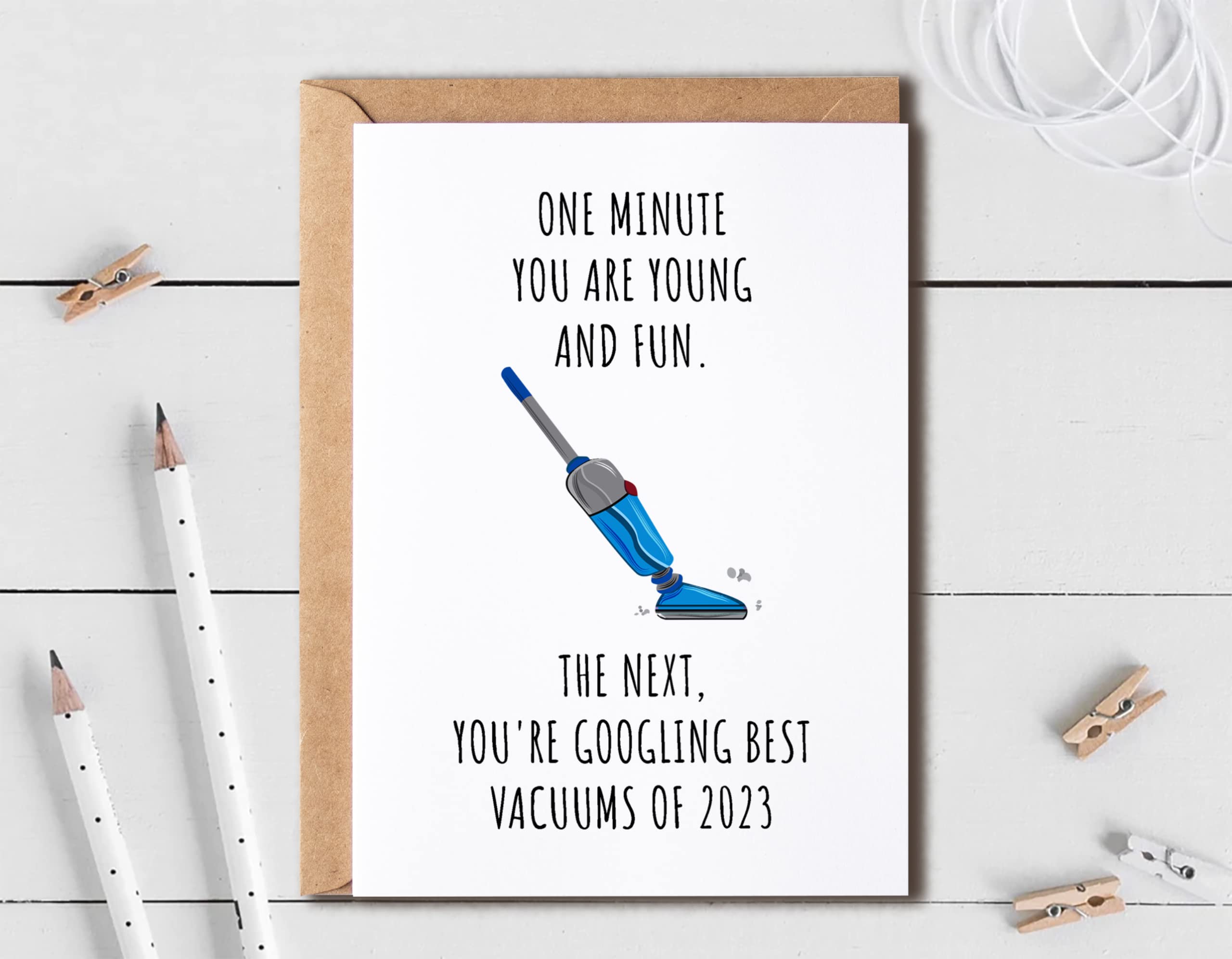 EruditeGifts One Minute You Are Young And Fun - Funny Birthday Card For Women Men - Happy Birthday Cards For Dad Mom Sister Brother Friend