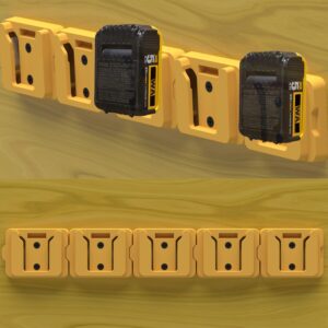 Gijok Battery Holders for Dewalt 20V Mount Dock Fit for 20V 60V (No Battery), 10 Pack Battery Dock Holder Fit for DCB200 DCB203 DCB205 DCB206 Batteries (Yellow)